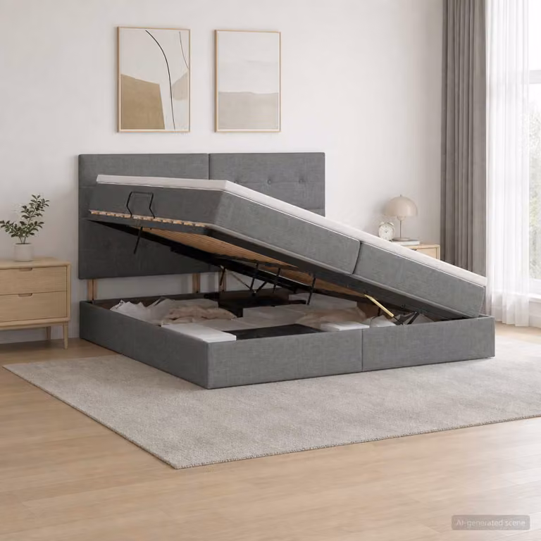 Letto con contenitore e materasso vidaXL Grigio, L/P: 200 x 200 cm, H: 140 cm