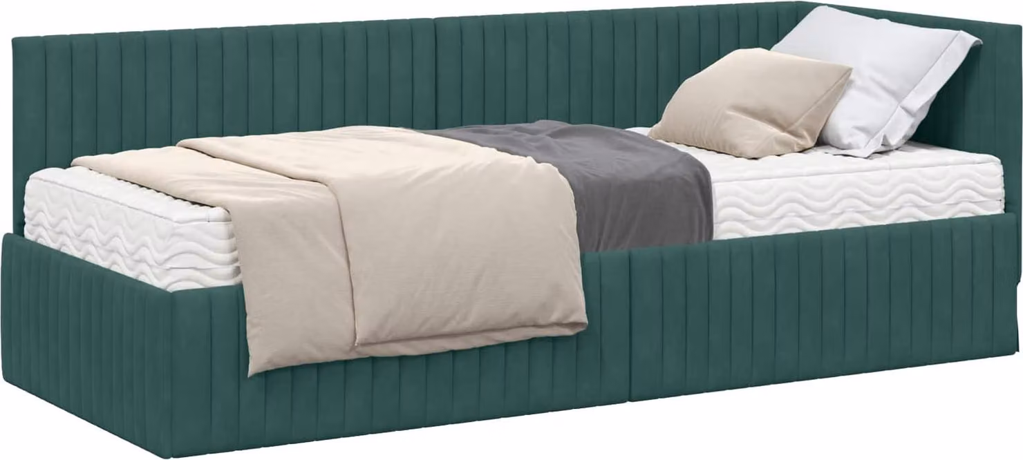 Struttura Letto Angolare con Materasso 2 pcs Verde Velluto