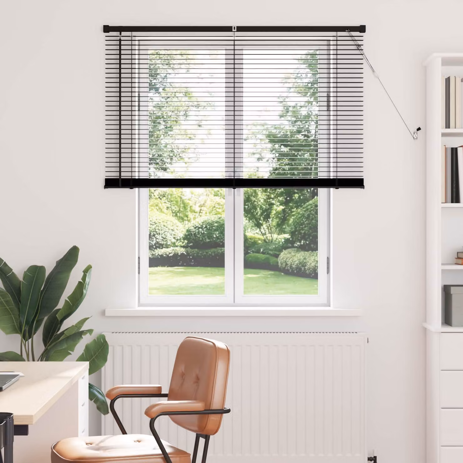 Tenda Veneziana vidaXL in PVC Nero L: 150 cm, H: 110 cm, Larghezza delle lamelle: 25 mm