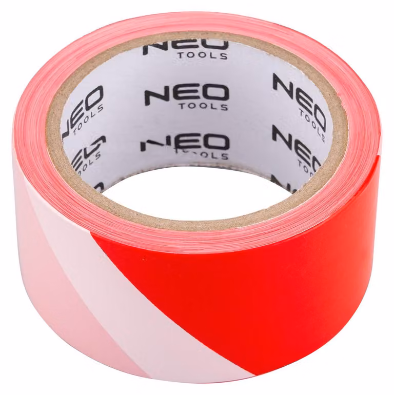 NEO TOOLS Nastro di delimitazione rosso-bianco 100 m: nastro segnaletico in PE resistente allo strappo, larghezza 50 mm, nastro di delimitazione resistente alle intemperie per cantieri