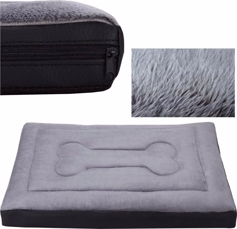 Letto per cani, materasso per cani, pelliccia grigia Welsti L 100x70