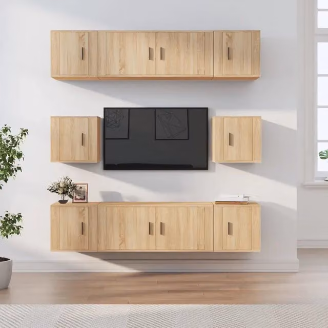 Set Mobili Porta TV 8pz Rovere Sonoma in Legno Multistrato 3188673
