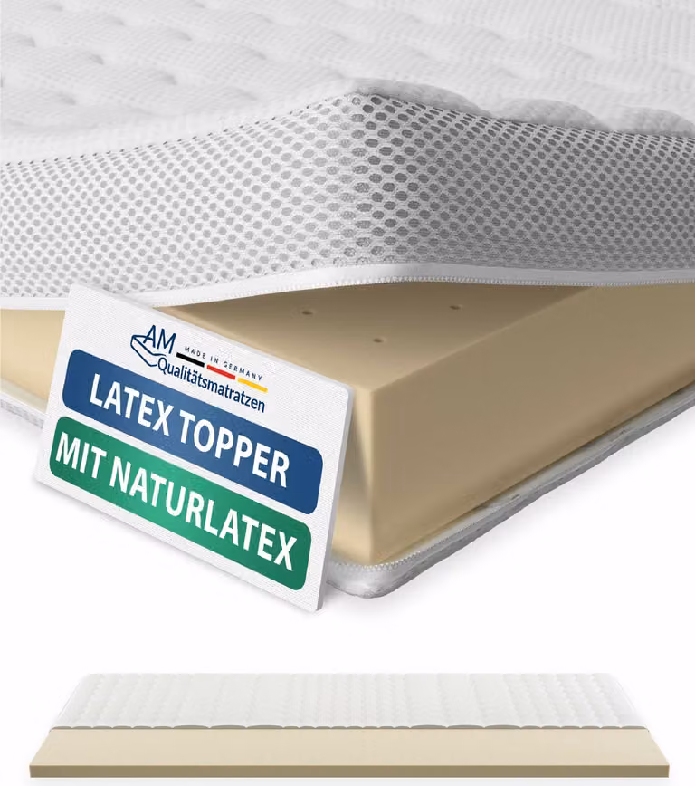 AM Qualitätsmatratzen | Premium Latex Topper | 160x210 cm | 6 cm di altezza | Mattress Topper | 160/210 | Latex Topper