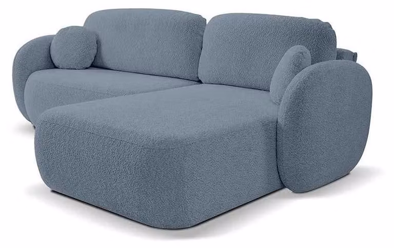 Divano angolare con funzione letto, modello Olemo, lato destro, colore blu basalto