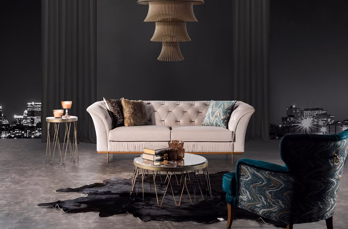 Für Wohnzimmer Luxuriöses Set Sofa+Sessel Bequem Textil Modern