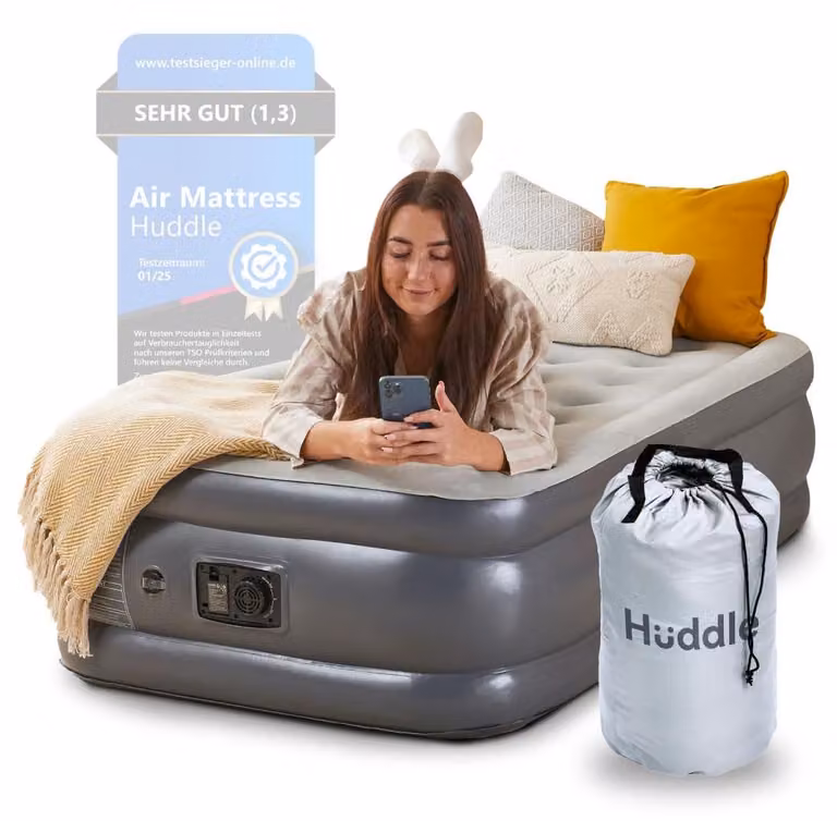 Letto gonfiabile con pompa, singolo, 190x97x45 cm, grigio, in PVC