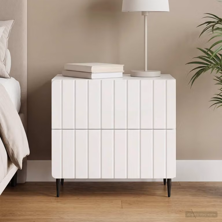 vidaXL Armadio da Notte Moderno Bianco Lucido L: 62 cm, P: 34,5 cm, H: 49,5 cm