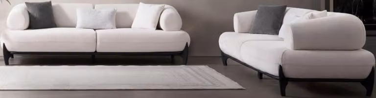 Weißes 3-Sitzer-Sofa Stoffsofa Sofagarnitur Wohnzimmergarnitur 2 Teile