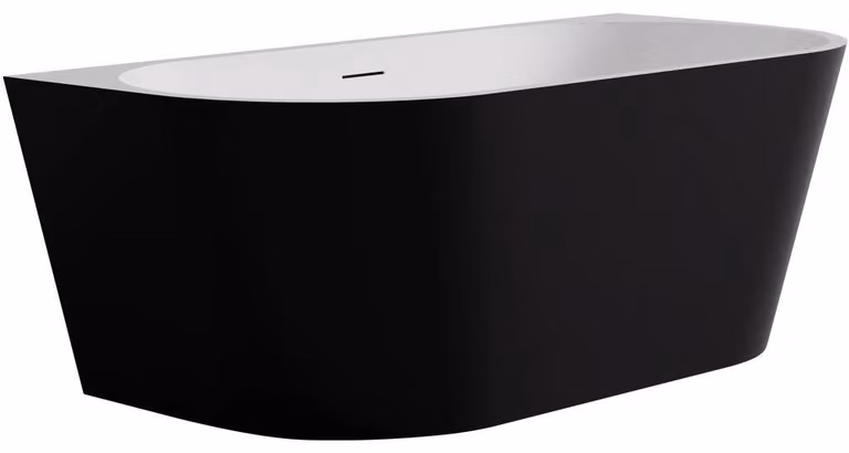 CERANO - Vasca da bagno freestanding in acrilico Grazia, a parete - nero opaco/bianco lucido - 170x79 cm