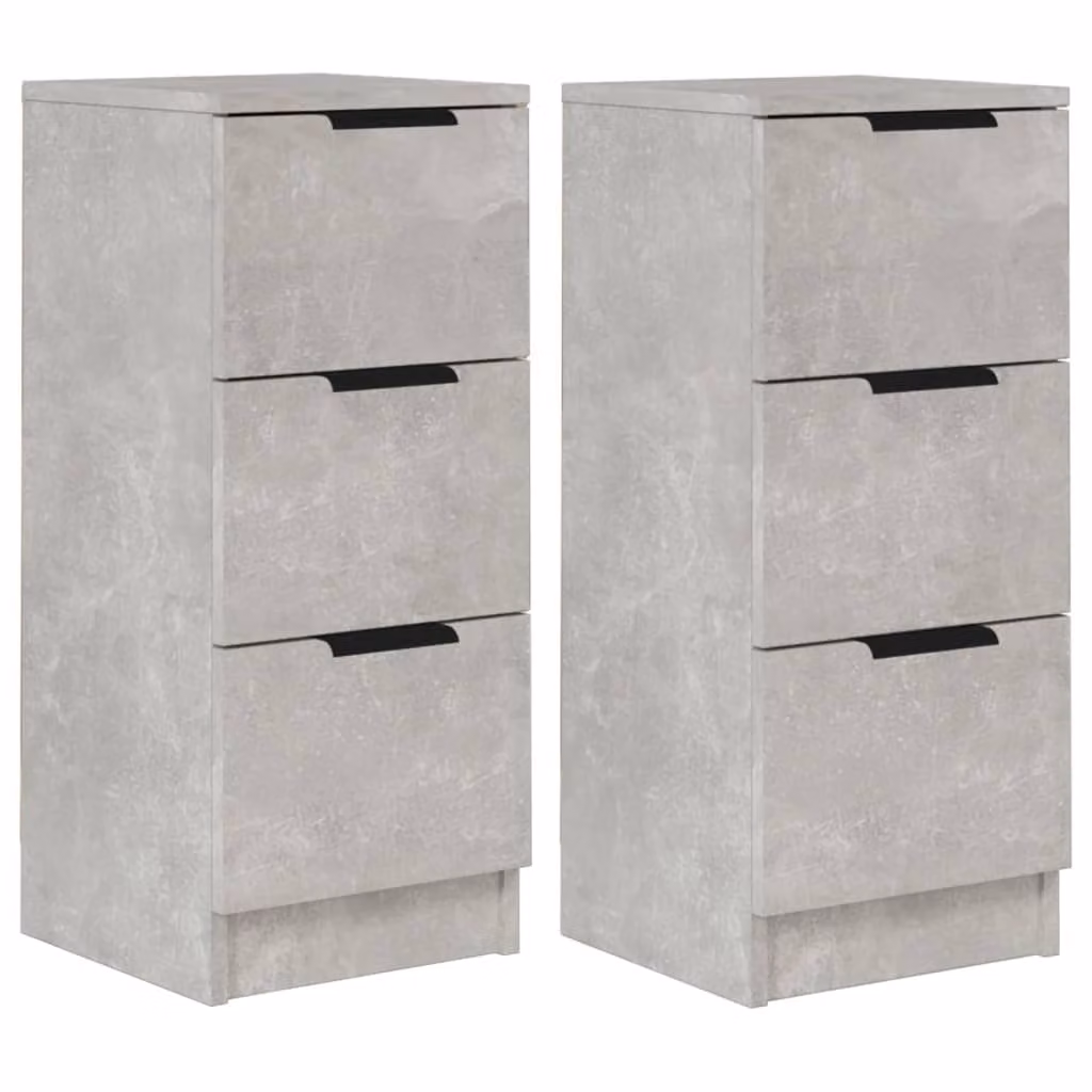 Credenze 2 pz Grigio Cemento 30x30x70 cm in Legno Multistrato