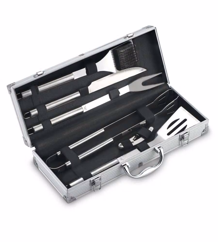 Set di 6 accessori per barbecue Ompagrill in acciaio inox e alluminio colore argento, lunghezza 42 cm – 2