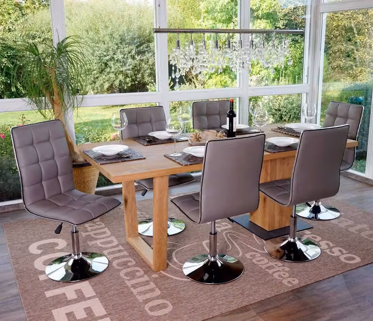 Set da 6 sedie da sala da pranzo MCW-C41, sedie da cucina, regolabili in altezza e girevoli, in ecopelle certificata MVG ~ grigio talpa