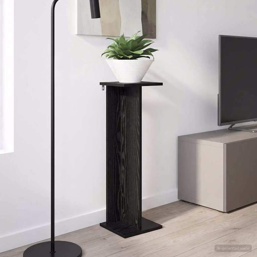 vidaXL Supporto per piante moderno in legno MDF, Nero Rovere, L/P/H: 25 x 25,5 x 80,5 cm