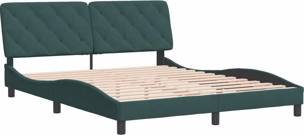 Giroletto senza Materasso Verde Scuro 160x200 cm in Velluto