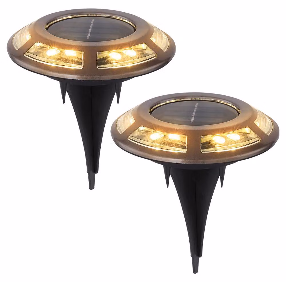 Luce solare a LED, luce per sentieri, batteria ricaricabile, rame, D 11 cm