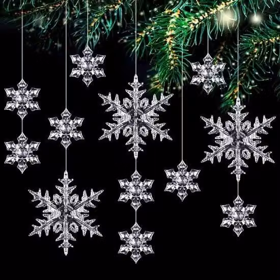 Kerst Decorazione 25 pezzi fiocco di neve di cristallo Winter Wonderland Hanging Ornaments - Acrilico fiocco di neve decorazioni per l'albero di Natale e festa in casa
