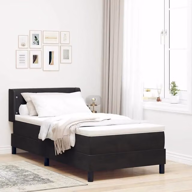Letto Ibrido con Testiera in Velluto Nero vidaXL L/P/H: 190 x 90 x 140 cm