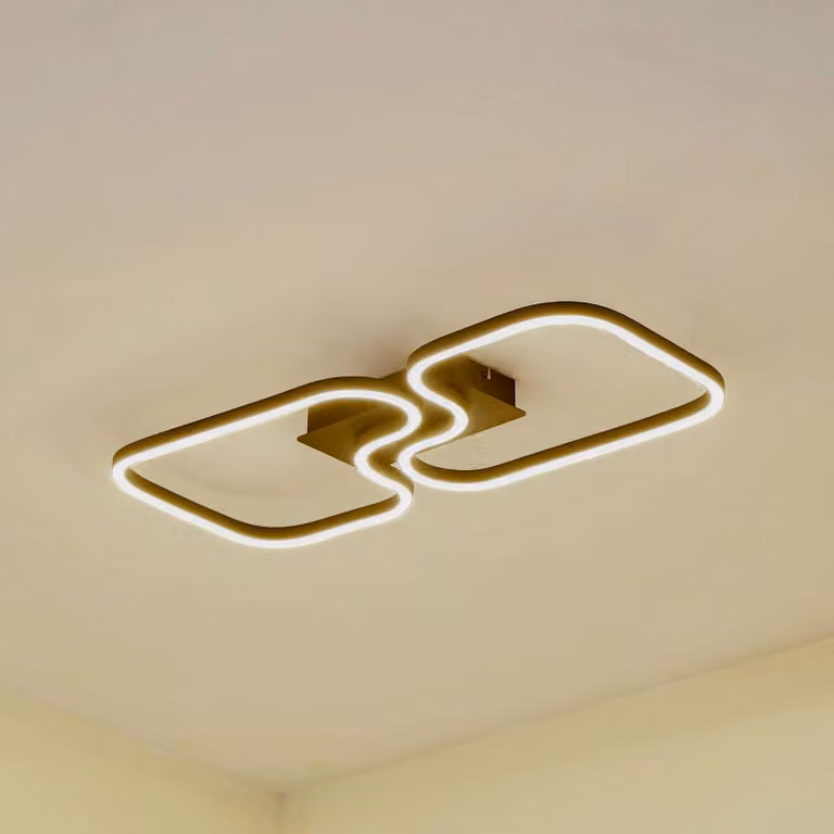 Plafoniera a LED Amiya Lucande, Nero, Soggiorno / Sala da pranzo, Alluminio, Moderno, Plafoniera LED