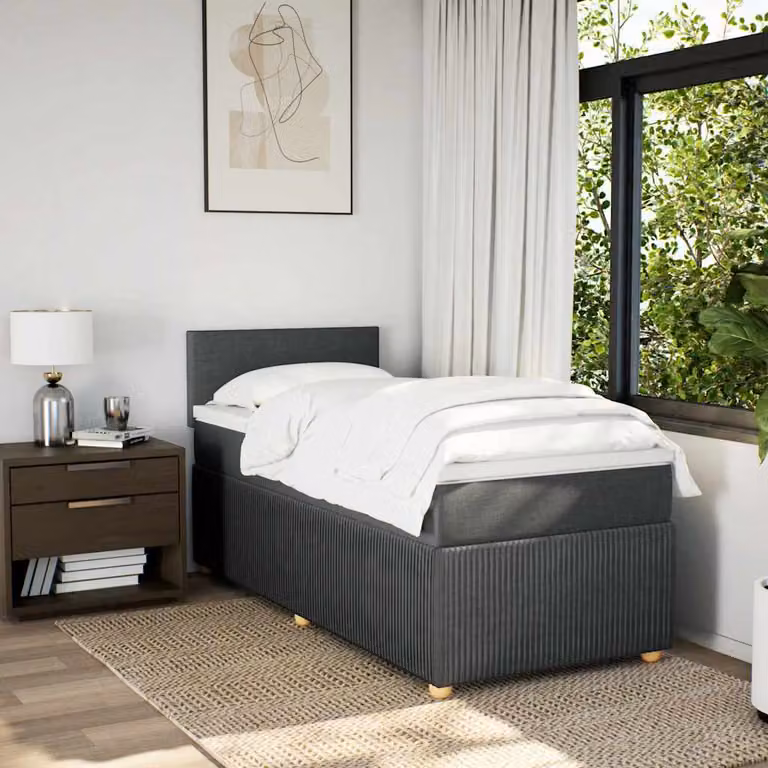 vidaXL Giroletto a Molle con Materasso Grigio Scuro 80x200 cm Tessuto