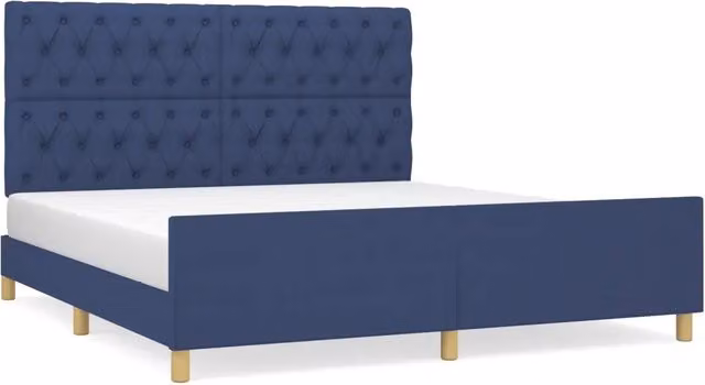 Letto matrimoniale | Letto per adulti | Giroletto senza Materasso Blu 160x200 cm in Tessuto