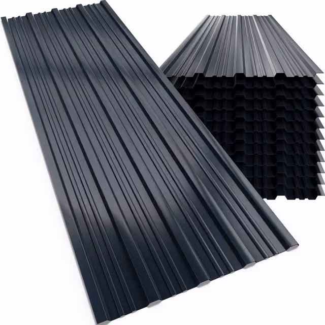 Set di 24 lamiere trapezoidali in acciaio zincato GARDEBRUK, colore antracite, L: 129 cm, P: 46 cm, copertura totale 14 m² – 1