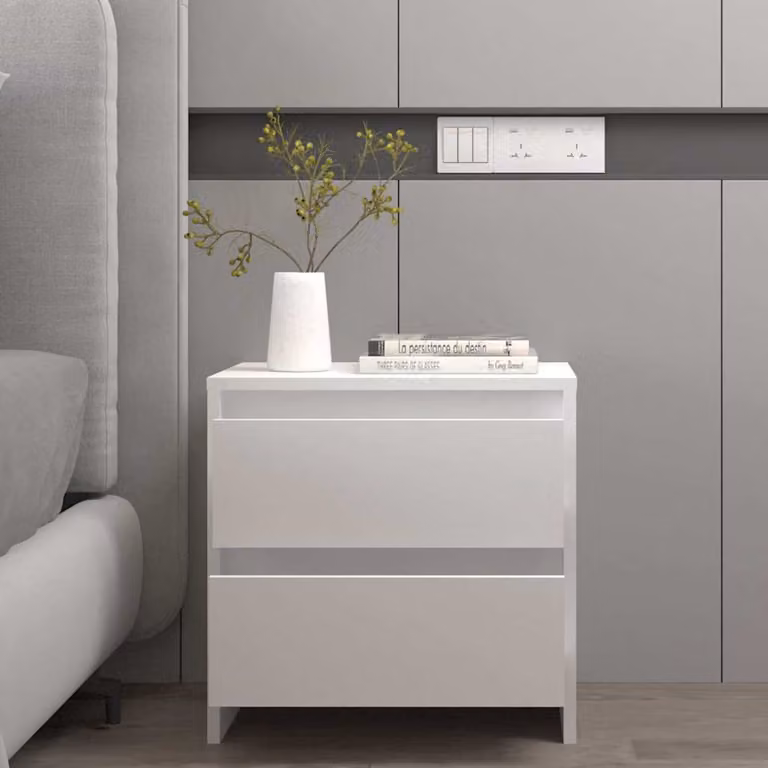 Comodino moderno vidaXL in legno bianco L: 45 cm, P: 34,5 cm, H: 44,5 cm