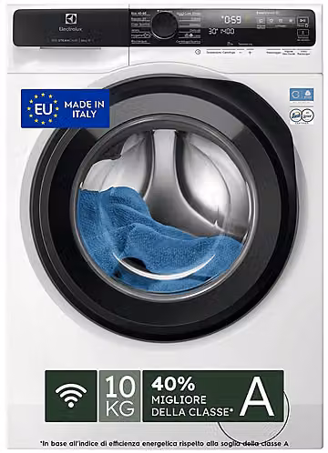 Lavatrice Electrolux EW7F510Y a caricamento frontale, 10 kg, 14 programmi, 1400 rpm, Classe A, Bianco, Profondità: 63,6 cm