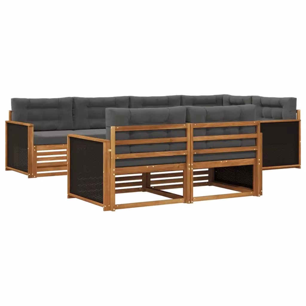 Set di divani da esterno a L vidaXL in legno di acacia con cuscini, beige e antracite – 2