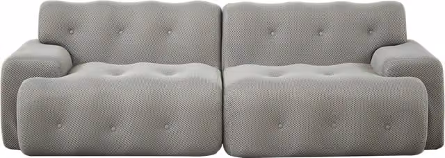 Divano Cloud due posti in tessuto 3D traspirante grigio con braccioli larghi e design moderno