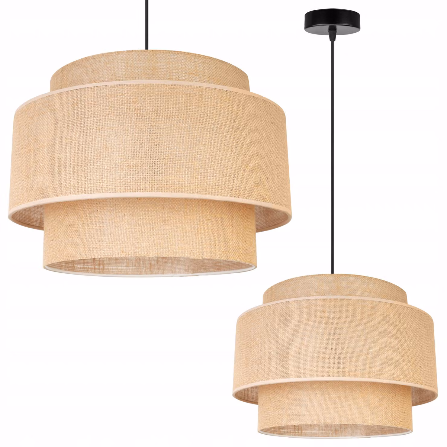 Lampada a sospensione, lampadario da soffitto, paralume, Boho Juta
