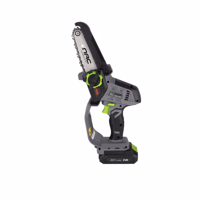 Motosega a batteria, taglia rami, guida da 12 cm, batteria da 2 Ah, velocità della catena 5,6 m/s, sistema senza attrezzi, peso ridotto