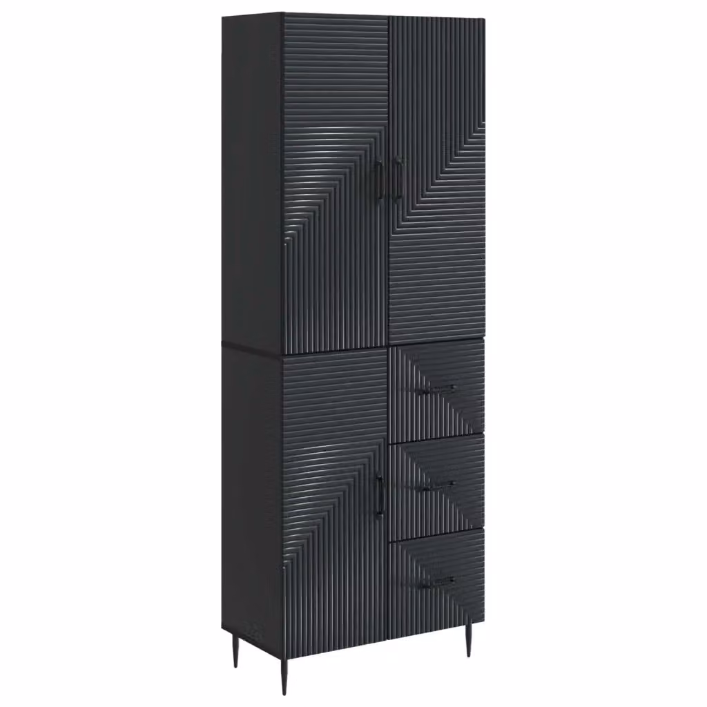 Set di 2 armadi moderni vidaXL in MDF nero opaco con ante a battente e cassetti per camera da letto o giardino L/P/H: 90.0 x 34.5 x 66.0 cm – 2