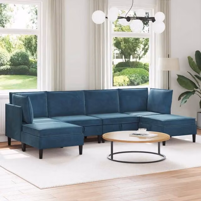 Set di mobili per il soggiorno 6 pz Blu Velluto 3413772