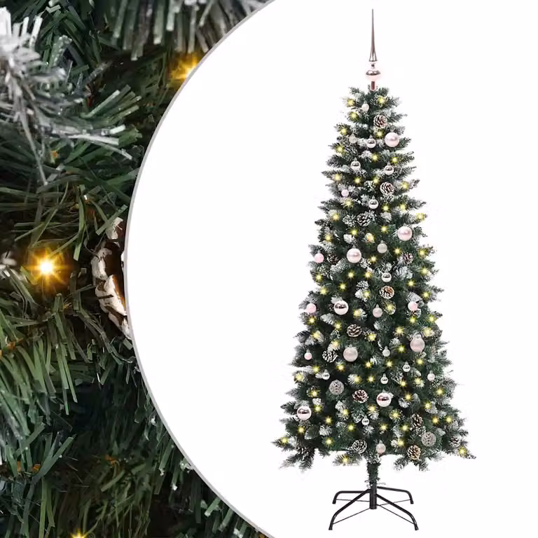Albero di Natale artificiale verde vidaXL con luci LED bianco caldo, Altezza: 150 cm