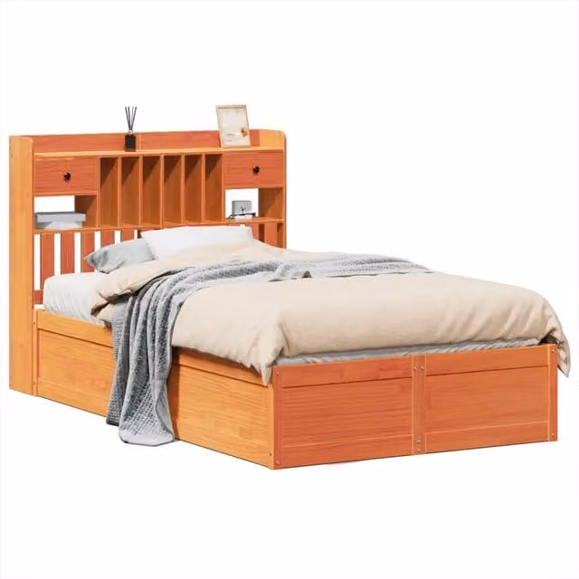 Letto matrimoniale | Letto per adulti | Letto senza Materasso Marrone Cera 135x190 cm in Legno di Pino