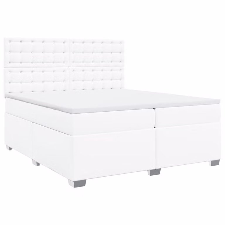 Giroletto a Molle con Materasso Bianco 200x200cm in Pelle finta
