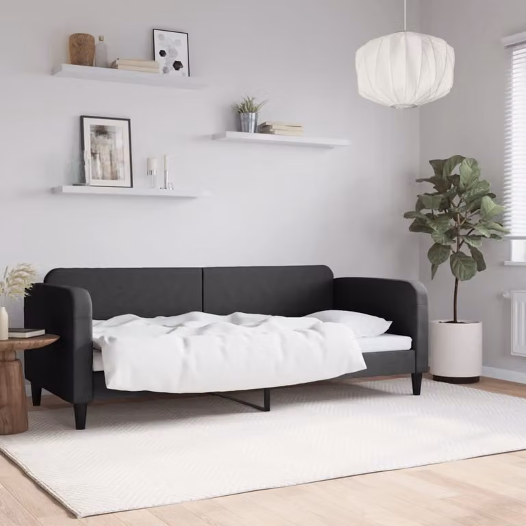 Maison Exclusive - Letto a giorno nero, 80x200 cm, rivestito in tessuto