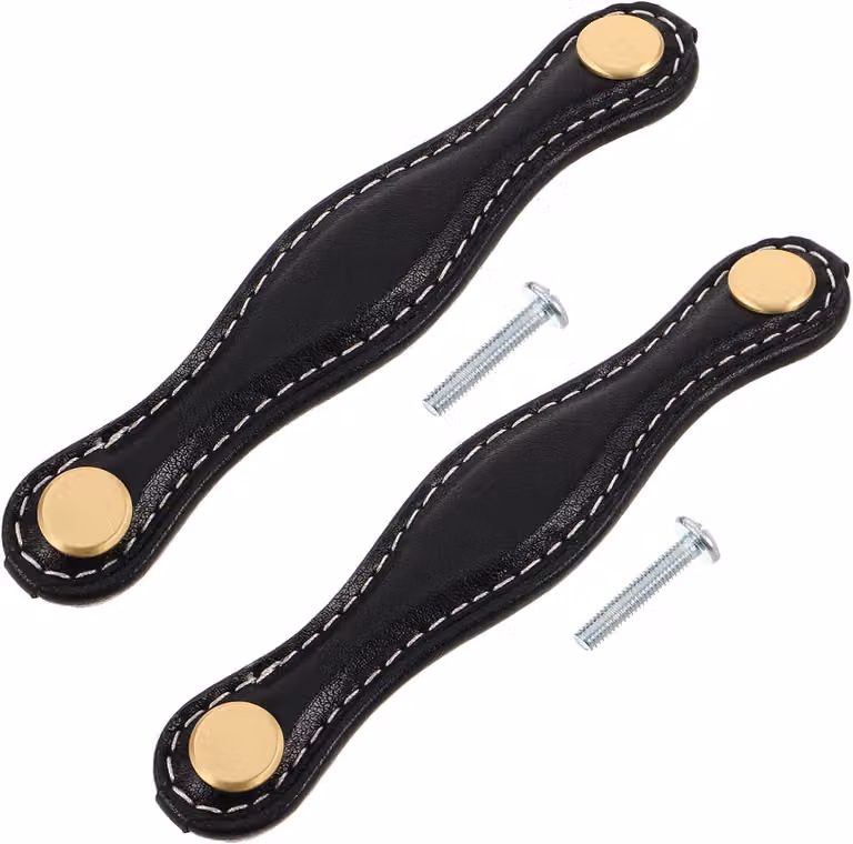 2 maniglie per mobili in ecopelle in stile vintage – maniglie di ricambio per armadi, guardaroba, valigie e porte, facili da montare, resistenti ai graffi e all'usura