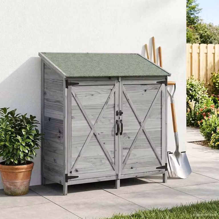 Capanno da Giardino Moderno vidaXL Grigio con Serratura e Ventilazione Laterale L/P/H: 106 x 56 x 113,5 cm
