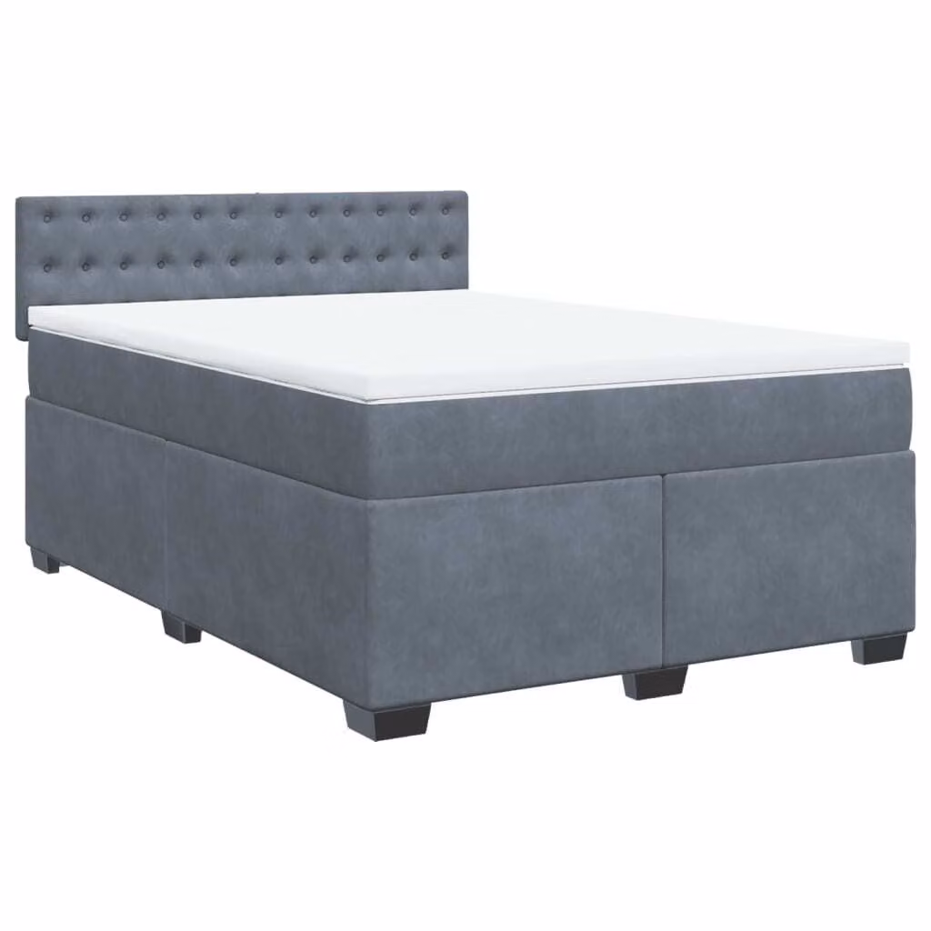 Giroletto a Molle con Materasso Grigio Scuro 160x200 cm Velluto