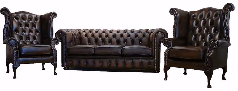 Chesterfield Sofagarnitur Leder Chesterfield Komplett Set Sofa Couch 439