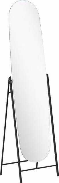 Specchio da terra a corpo intero HOMCOM senza cornice con supporto in metallo, Nero, H: 160 cm, L: 40 cm