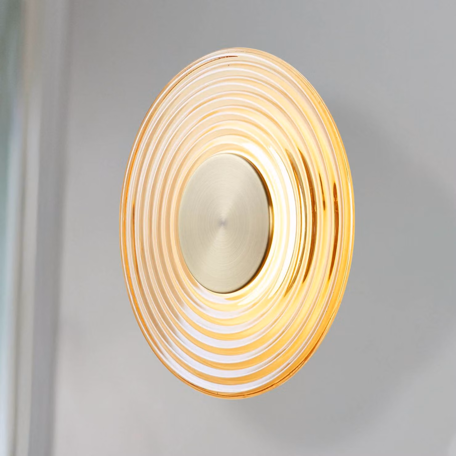 Searchlight Applique da parete a LED Cleo, dimmerabile, Crema / Ambra, Soggiorno / Sala da pranzo, Vetro, Moderno, Applique a LED