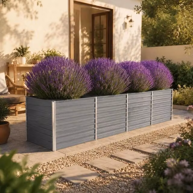 Garden Raised Bed Galvanized Steel 320x80x77 Cm Gray