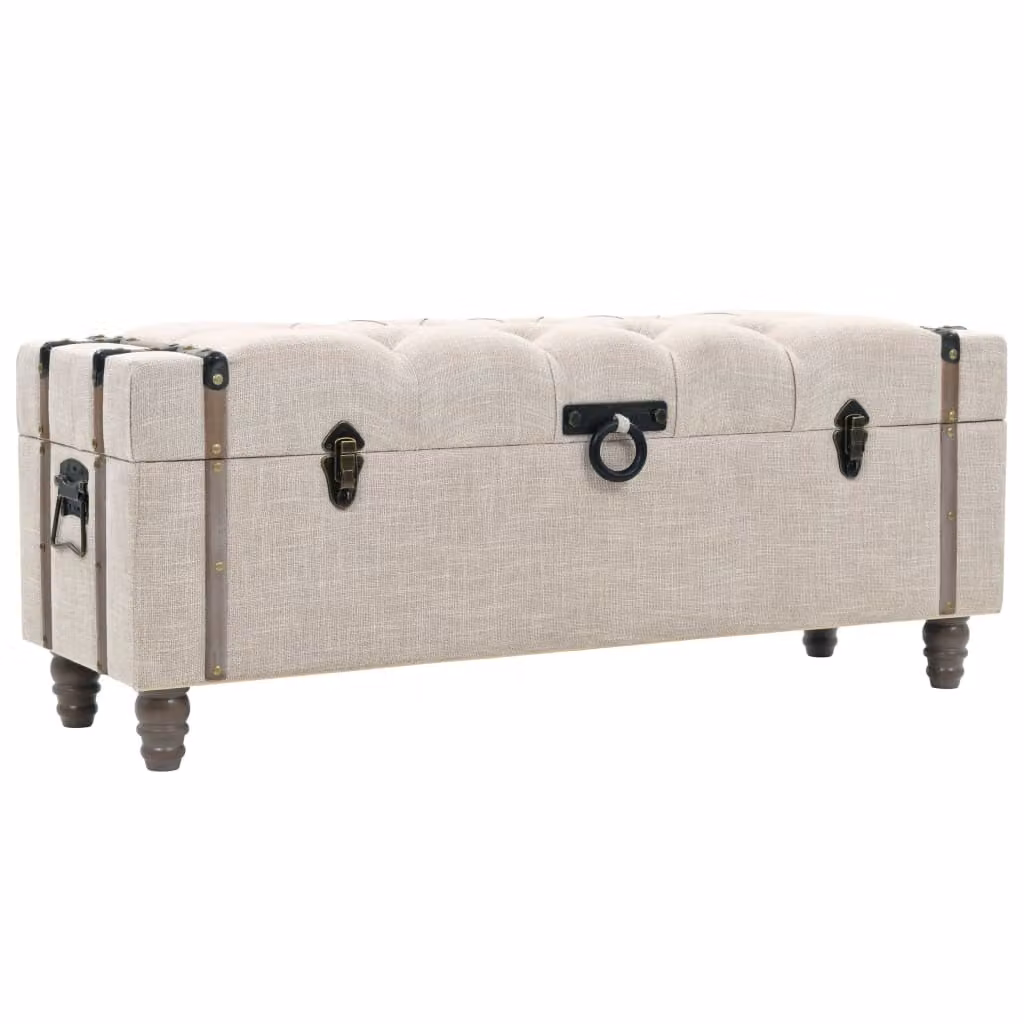 Set Cassapanche 3 pz in Legno Massello e Acciaio 112x37x45 cm