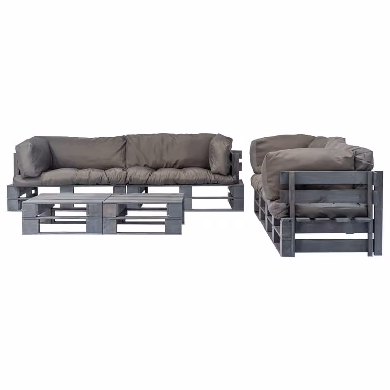 vidaXL Set di 6 pezzi per salotto da esterno con cuscini in legno grigio