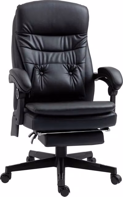 Sedia da Ufficio Massaggiante con USB in Similpelle ¨C Minimal ¨C Nero 64x69x107-115cm