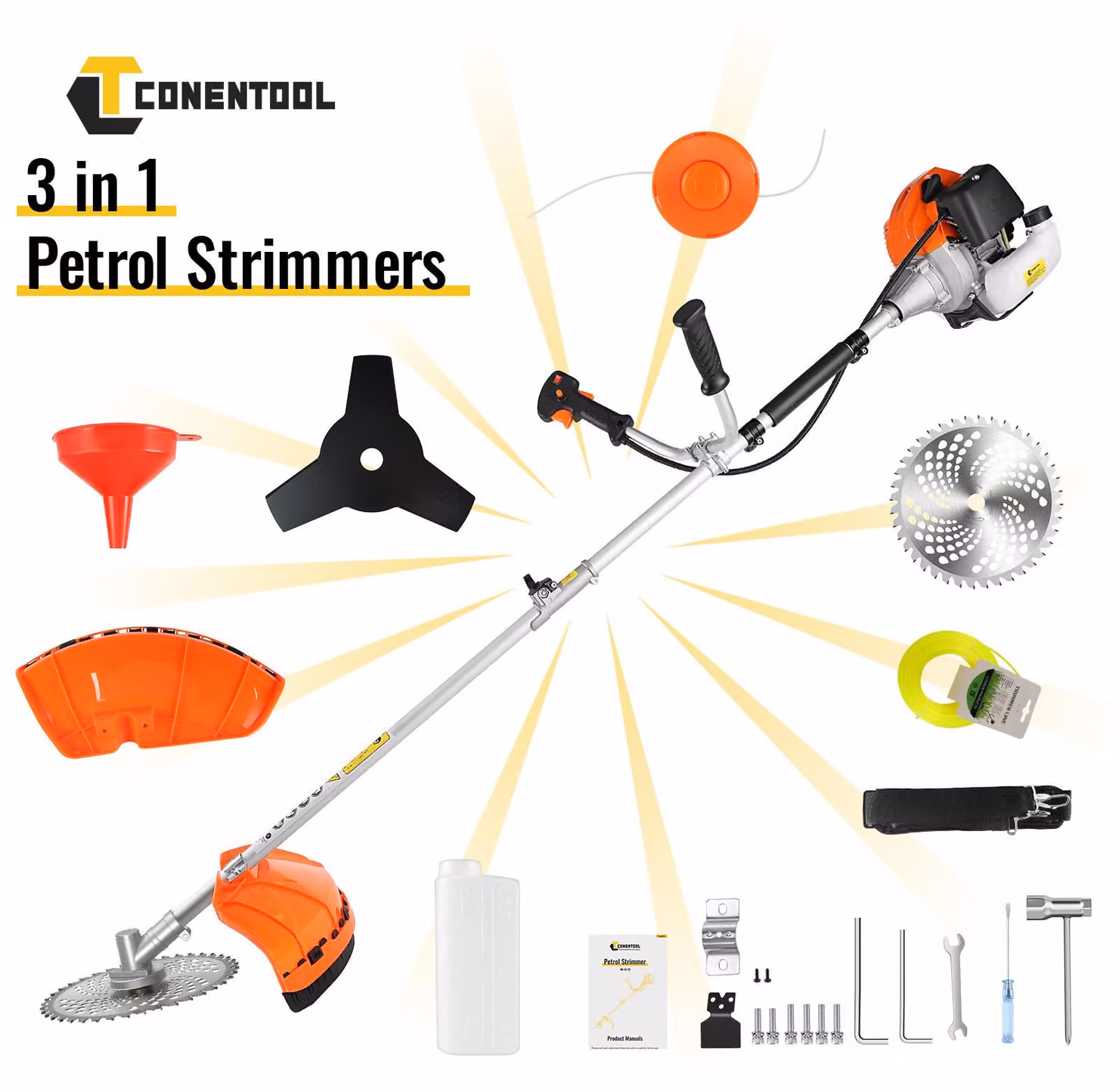Tagliasiepi/Trimmer/Soffiatore a benzina 3-in-1 - Potenza: 2500 W - Motore: 52cc