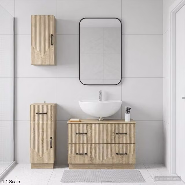Set di armadietti da bagno in 3 pezzi HOORN Rovere Sonoma 3417794