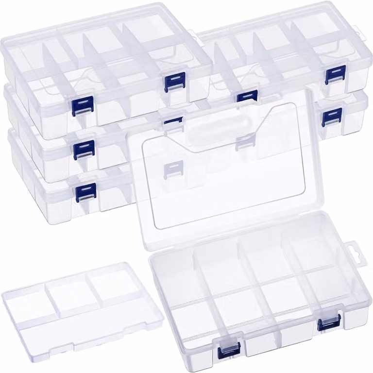Set di 3 contenitori portaoggetti con 8 scomparti - Contenitori trasparenti per l'organizzazione